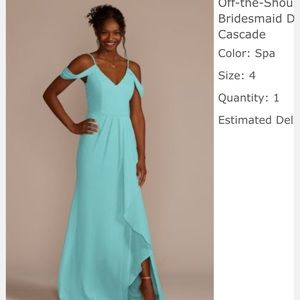 Davids bridal off the shoulder bridesmaid dress color spa